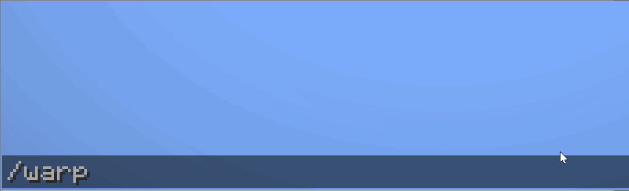 A /warp command with suggestions of various locations. Hovering over the suggestions with the mouse cursor displays tooltips describing what the locations are